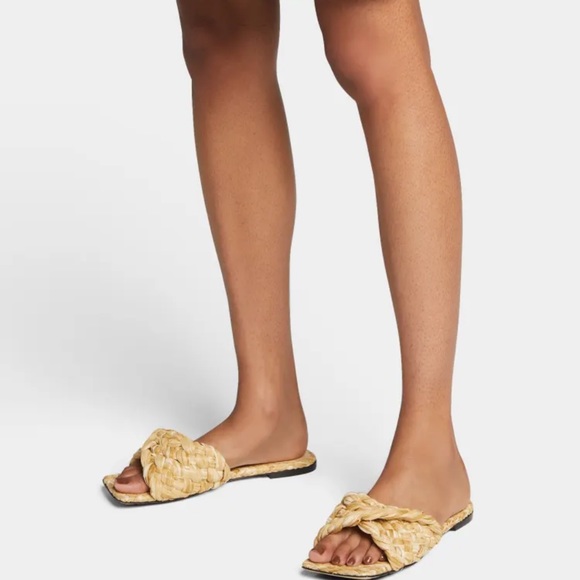 Bottega Veneta | Shoes | Raffia Flat Slide Sandals | Poshmark